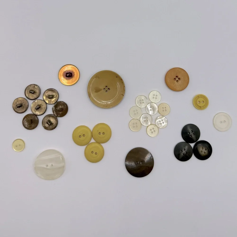 VINTAGE Brass Plastic & MOP Buttons - Lot of 30